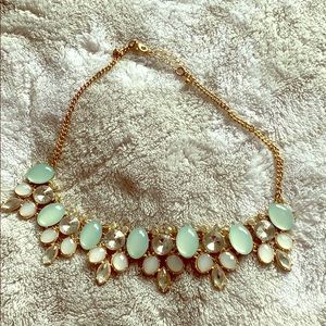 Gold/aqua statement necklace
